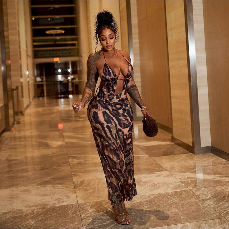Backless Lace Up Sleeveless Maxi Dress