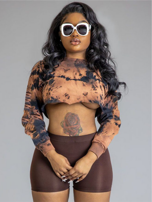 Tie Dye Cropped Bodycon Short Sets